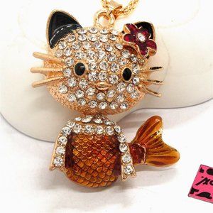 NEW Betsey Johnson Kitty Mermaid Necklace Pendant Chain